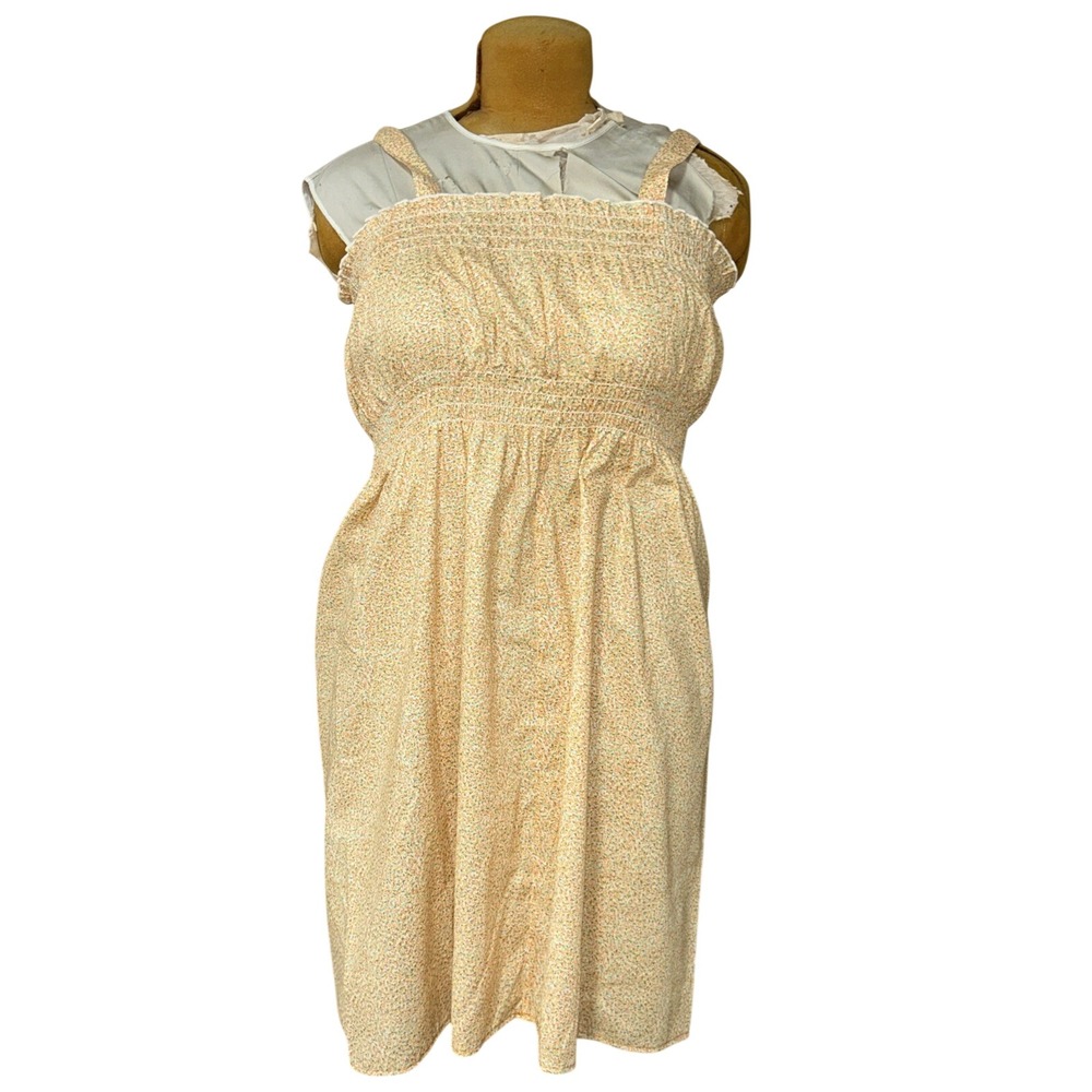 True Vintage cottage core  Orange Floral Sundress Size M/L‎ See Measurements